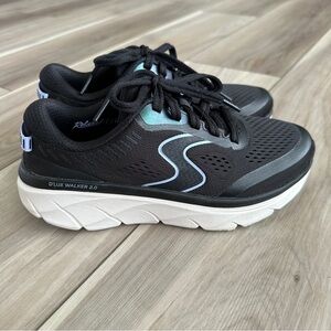 Skechers D’Lux Walker 2.0 Women’s 6.5 Black Lavender Relaxed Fit Walking Shoes